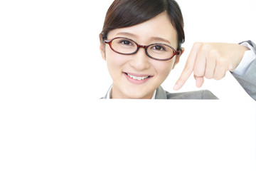 Naklejka premium ホワイトボードを持つ女性