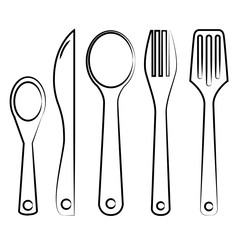 hand drawn kitchen utensils