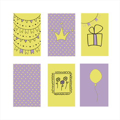 set of greeting cards for birthday