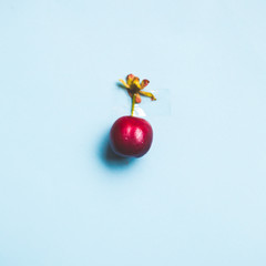 an isolated cherry on trend pastel background, minimal theme