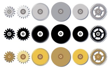 Set vector gears. Cogwheels connection.