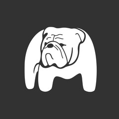 Bulldog monochrome silhouette.