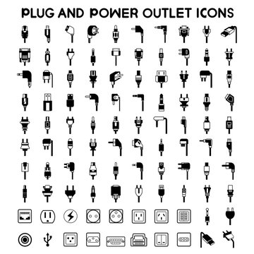 electric plug icons, outlet icons