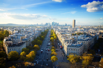 skyline of Paris from place de lEtoile, France