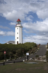 Fototapeta na wymiar DANGER POINT GANSBAAI WESTERN CAPE SOUTH AFRICA The operational lighthouse at Danger Point near Gansbaai in the Western Cape Southern Africa