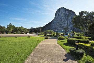 Walk pass to Buddha mountain of Khao Chi Chan