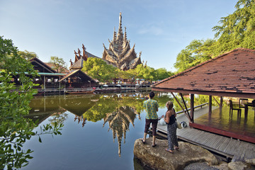Fototapeta na wymiar Enjoying Sanctuary of truth and park in Pattaya