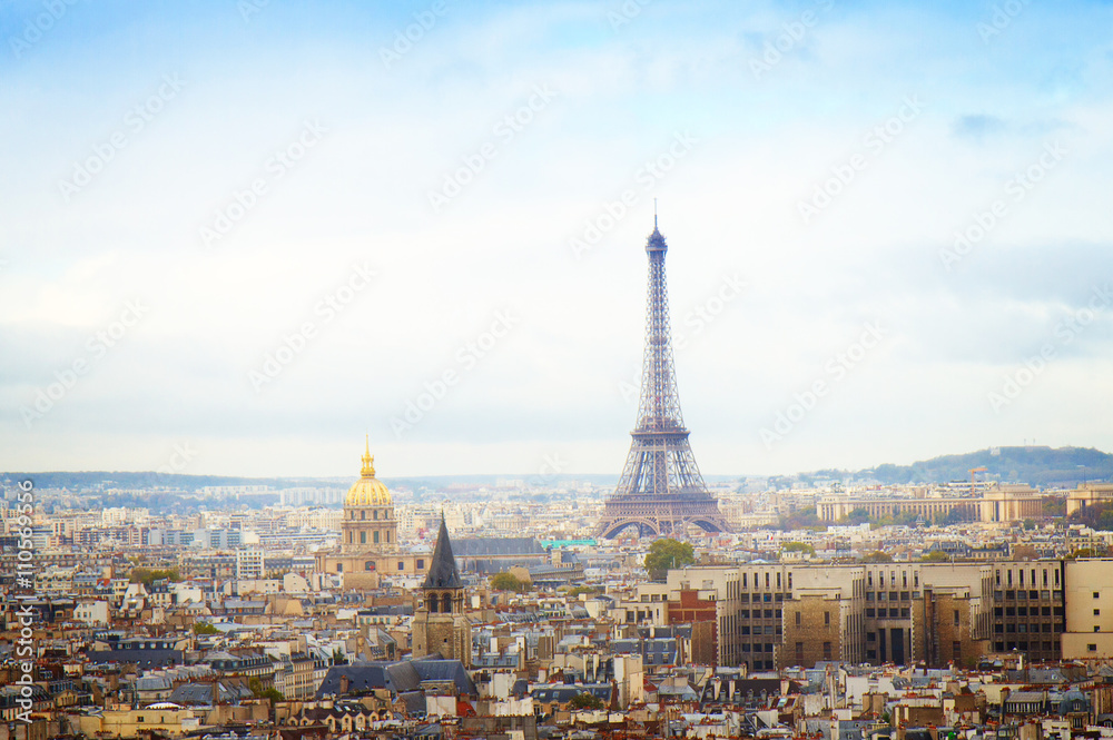 Wall mural skyline of paris with eiffel tower