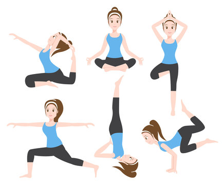 yoga charector 6 set , vector