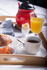 Romantic breakfast in bed.