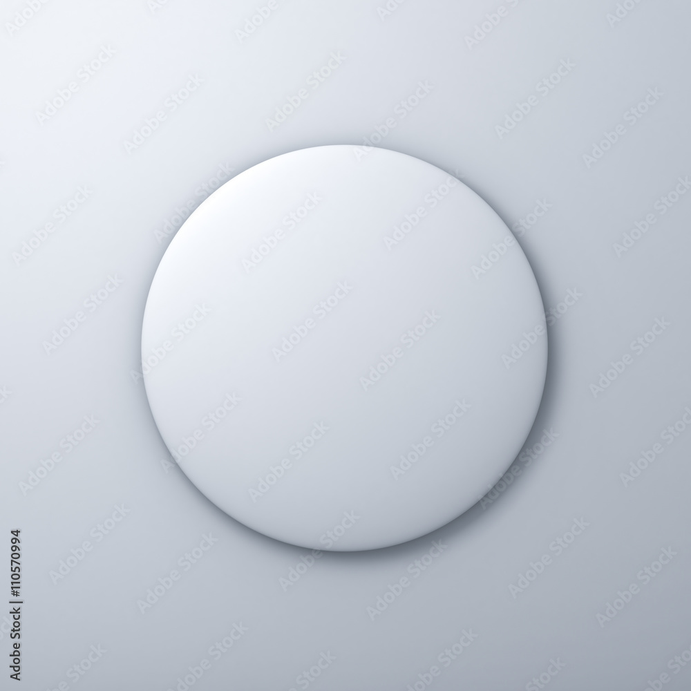 Aufkleber blank button or badge on white wall background. 3d rendering.