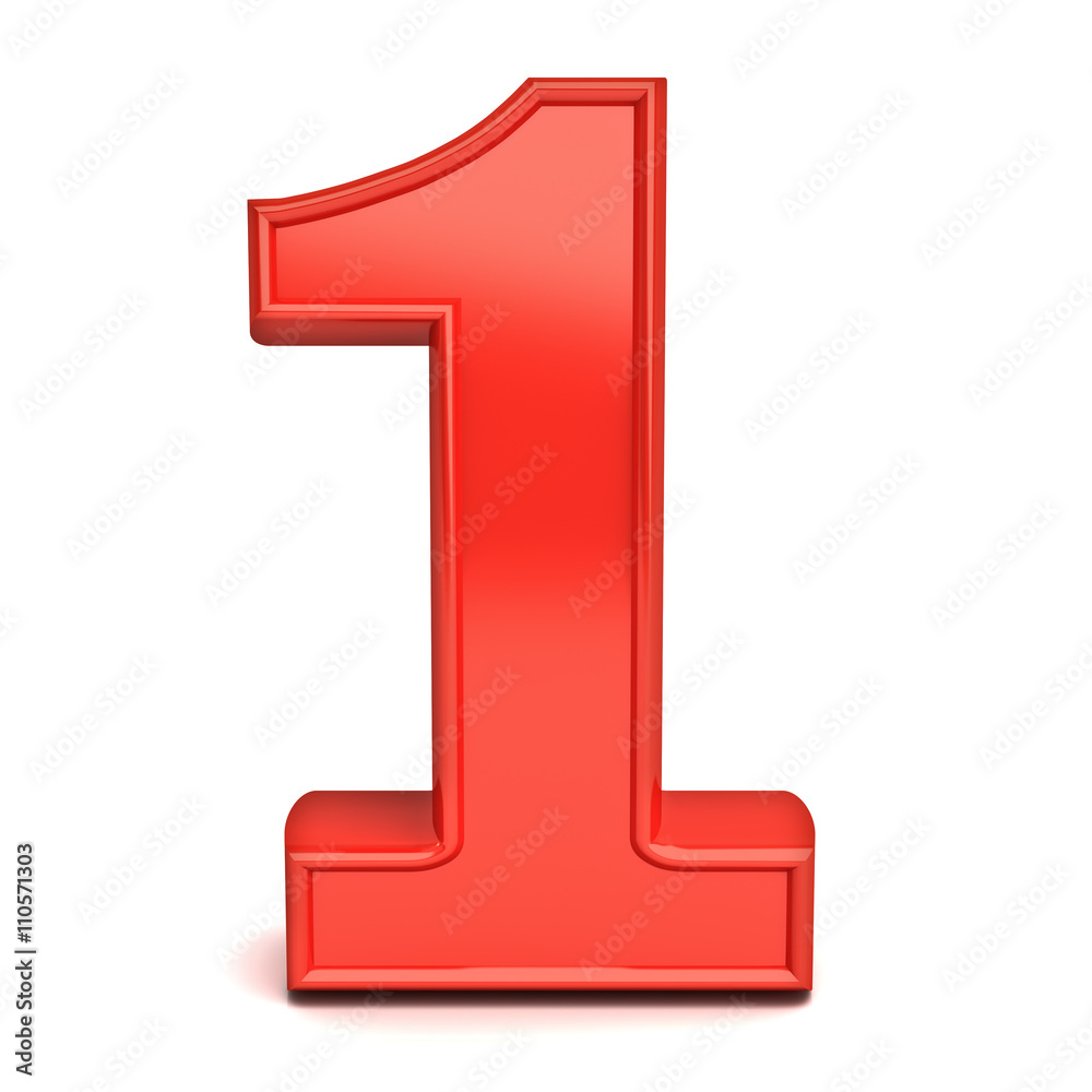 Aufkleber 3D number one isolated over white background. 3D rendering.