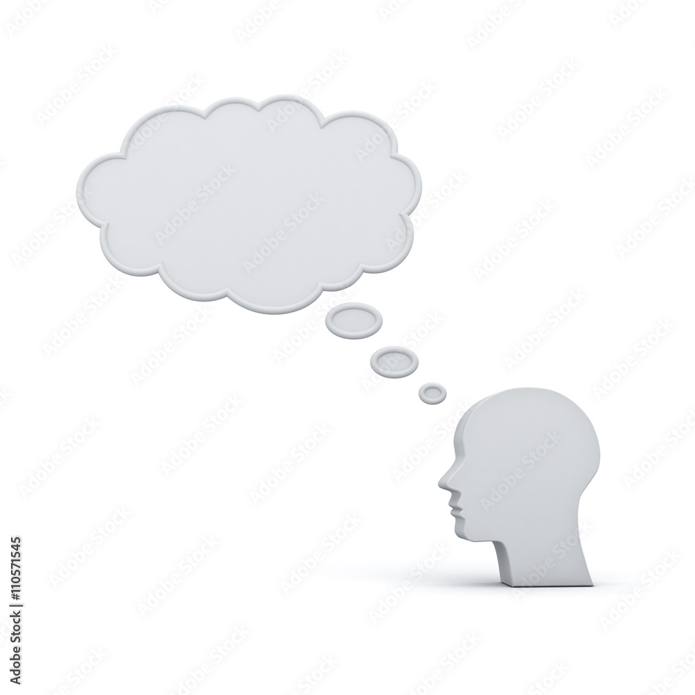 Leinwandbilder blank thought bubble above head thinking concept isolated over white background with shadow. 3d rend
