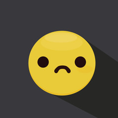 Sad smiley emoticon. Flat Vector