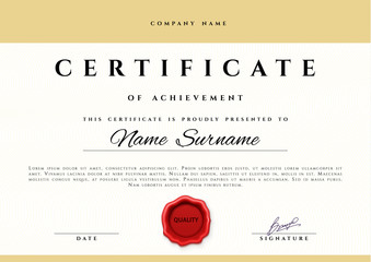 Certificate design.  Certificate border.  Certificate frame. Certificate and diploma. Certificate of achievement. Premium present certificate. Guilloche certificate