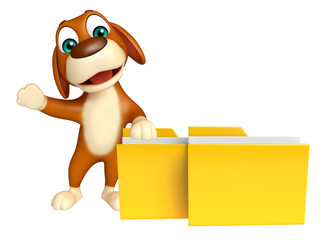 Fototapeta premium cute Dog cartoon character with folder