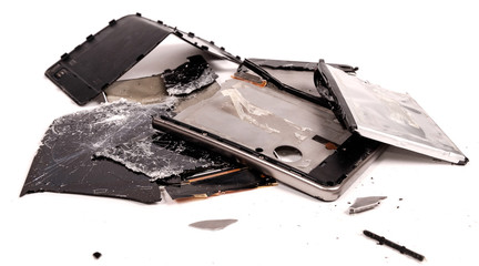 broken down into pieces of the smartphone