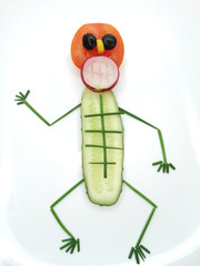 creative funny vegetable snack with cucumber