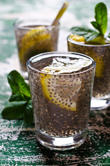 Transparent drink in a glass