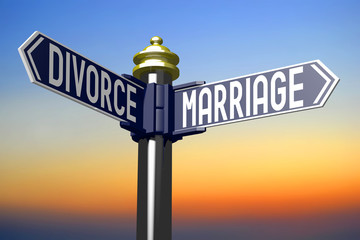Crossroads sign - marriage and devorce