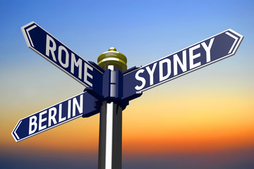 Fototapeta premium Crossroads sign - captal cities concept