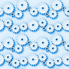 seamless gear mechanism background in shades of blue