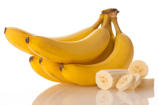 Fresh bananas isolated over white background