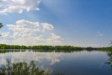 Obraz na płótnie Canvas на берегу реки в солнечный день