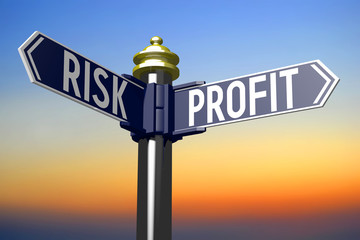 Crossroads sign - profit and risk