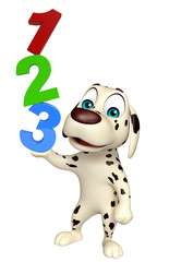  Dog cartoon character  with 123 sign