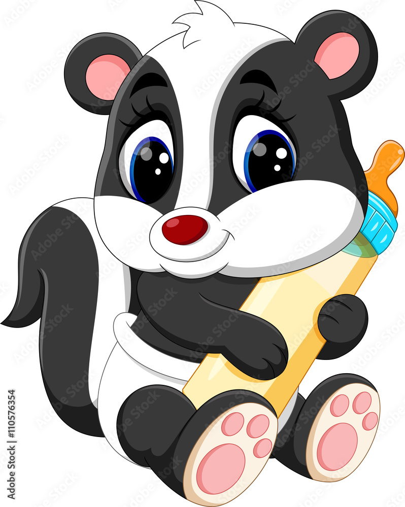 Wall mural illustration of baby skunk cartoon