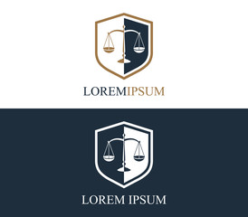 Logotypes with scales on the background of the shield and business cards