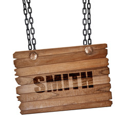 smith, 3D rendering, wooden board on a grunge chain