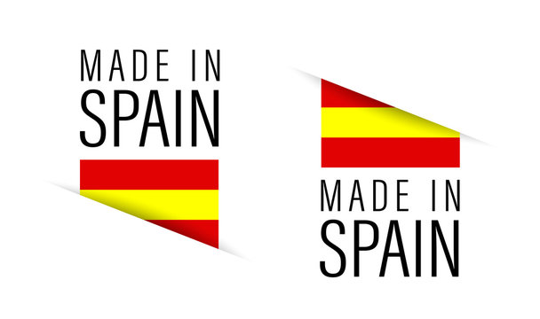 Made In Spain 3 Colors Arcs Vector Logo On White Background Stock