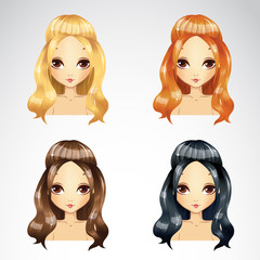 Obraz premium Set Of Fashion Retro Hair Styling
