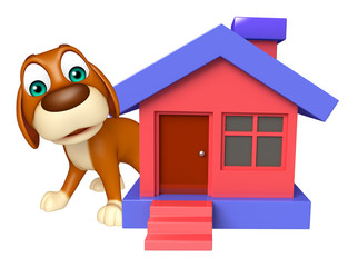 fun Dog cartoon character  with hom