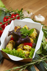 natural healthy food for breakfast fish with vegetables