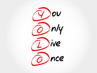 YOLO - You Only Live Once, acronym concept