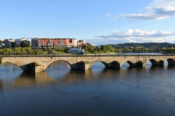 Fototapeta premium City and Romanesque bridge Mirandela, Tras-os-Montes e Alto Douro, Portugal