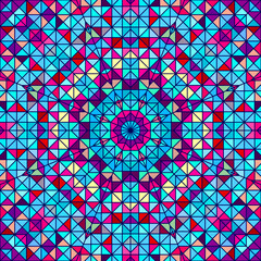 Abstract Colorful Digital Decorative Flower. Geometric Contrast Line Star and Blue Pink Red Cyan Color Artistic Backdrop