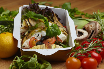 natural healthy food vegetables, herbs, mushrooms, cheese