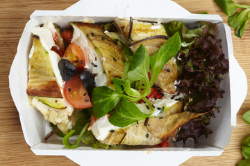 fish with steamed vegetables and greens healthy natural food