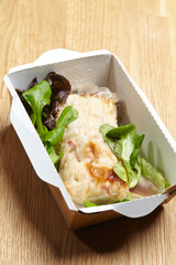 omelet with steamed vegetables and greens healthy natural food