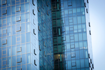 Highrise view with office windows at evening