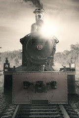 Steam engine train at the rail