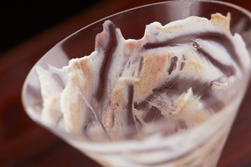 dirty glass from under the dessert