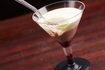 creamy chocolate dessert in a glass