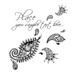 Paisley ethnic decorative ornament for print. Floral design hand drawn vector illustration.