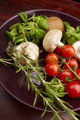 healthy eating fresh vegetables and fruits mushrooms