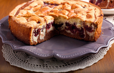 Marble sponge cake with cherry